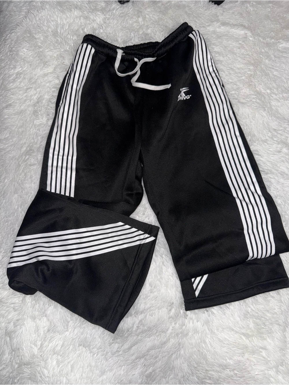 Black Athletic Track Pants with White Stripe Detail